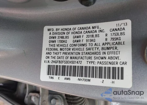 2014 Honda Civic Lx from USA, damaged, VIN 2HGFB2F53EH501472